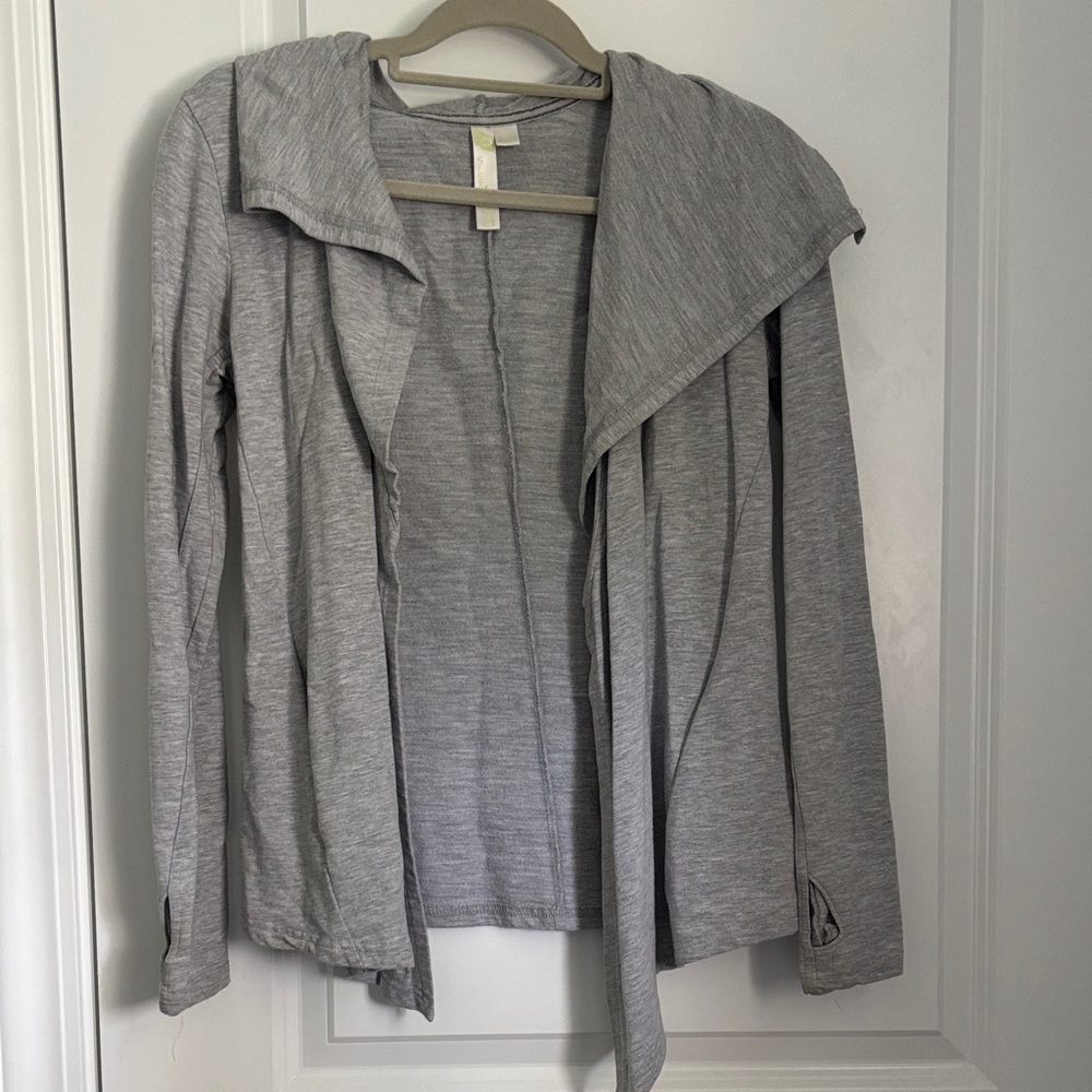 Gray Open Front Cardigan